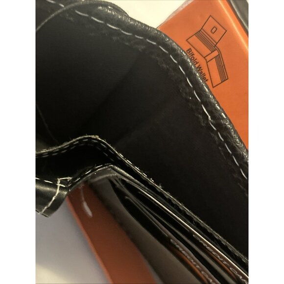 Western Mens Bifold Wallet Black Genuine Leather Longhorn Horeshoe Concho Cowboy - Picture 8 of 12